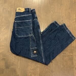Vintage PNB Nation Jeans Mens 36x34 Blue Denim Carpenter Workwear Baggy 90s Rare